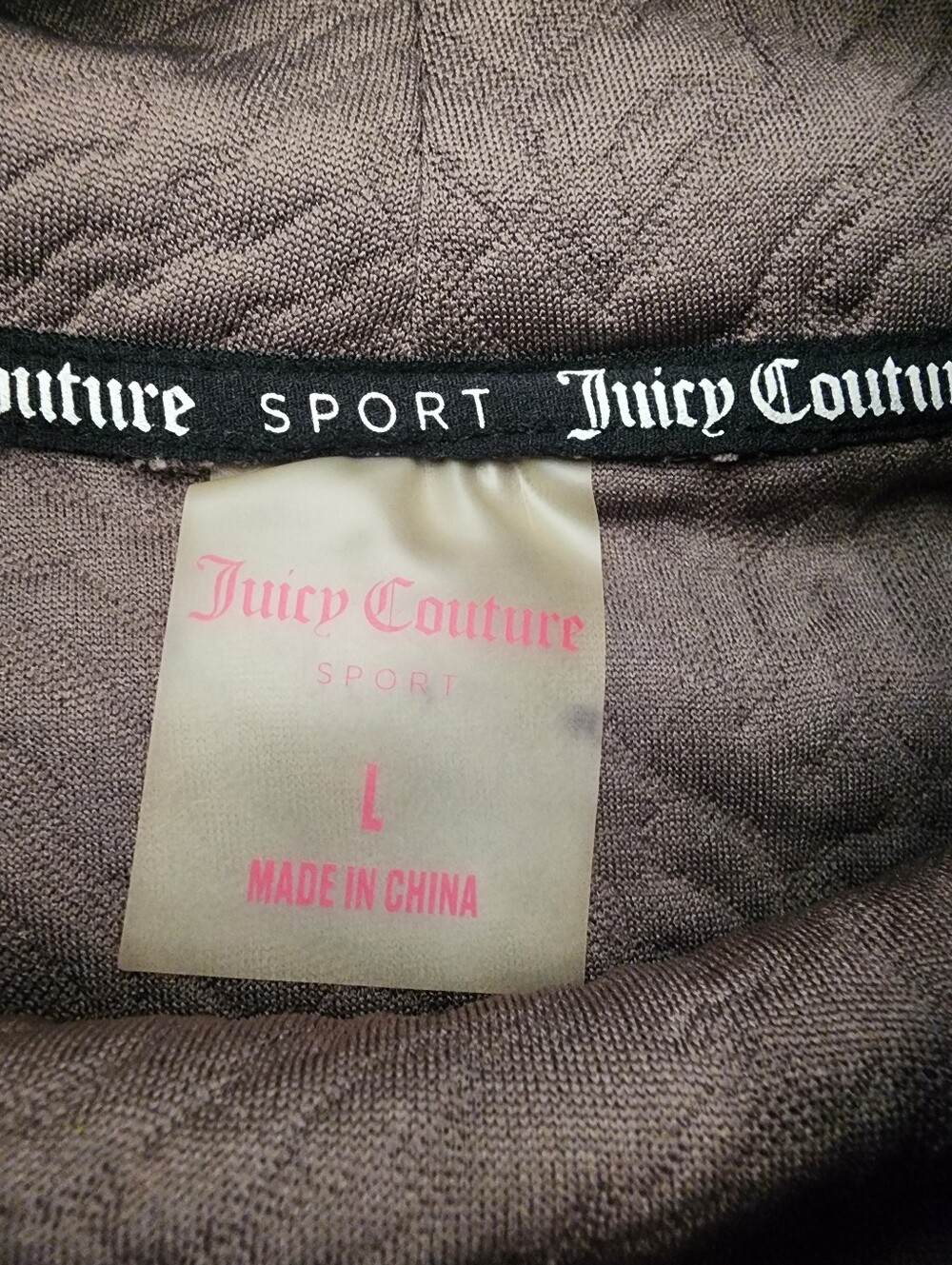 Juicy Couture Brown Textured Cowl Neck Pullover Jacket Long Sleeve Athleisure L - Picture 7 of 10
